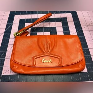 Coach Orange Leather Wristlet